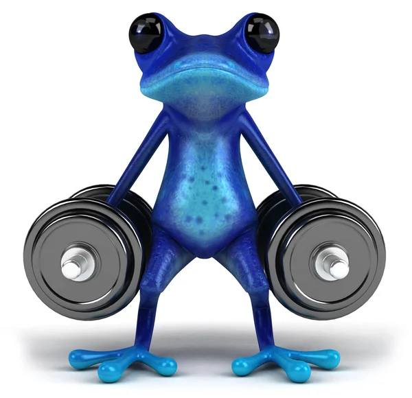 Blue Frog with weights — Stock Photo, Image