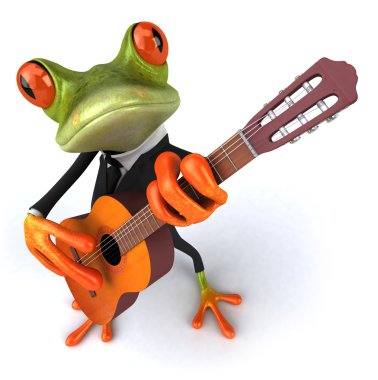 Frog with a guitar clipart