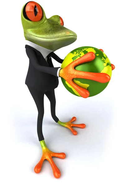 Лягушка с зеленым глобусом — стоковое фото