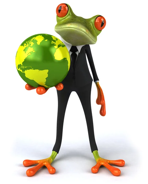 Frosch mit grünem Globus — Stockfoto