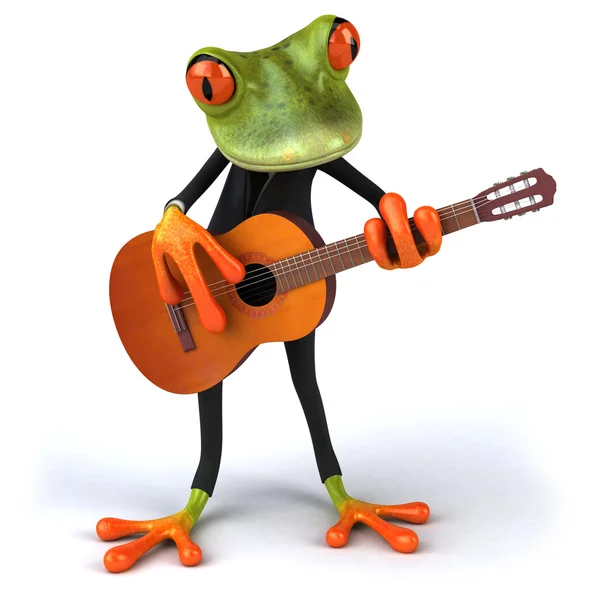 Żaba z gitarą — Zdjęcie stockowe