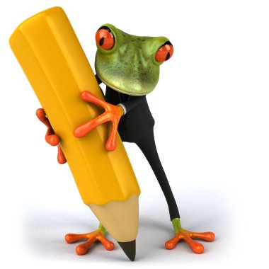 Frog with crayon clipart