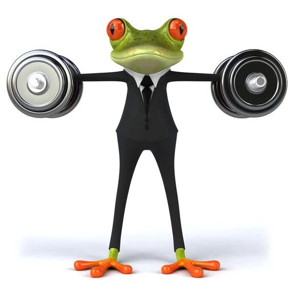 Frog with weights — Stock Photo, Image
