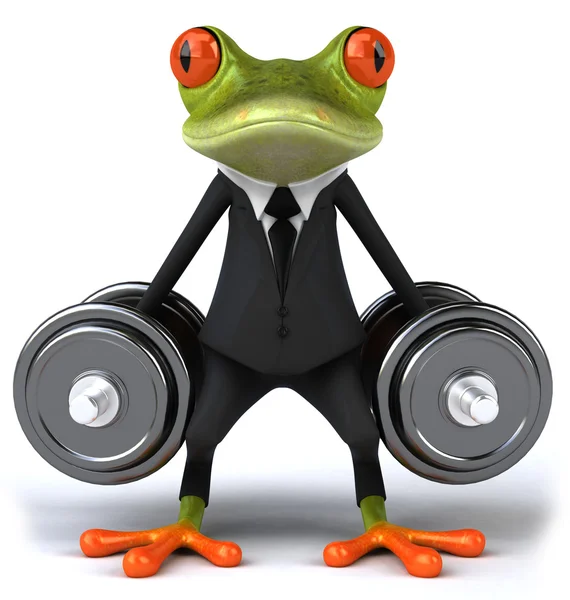 Frog with weights — Stock Photo, Image