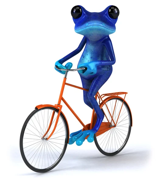 Frog on bicycle — Stock Photo, Image