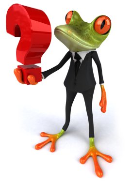 Frog with a question clipart