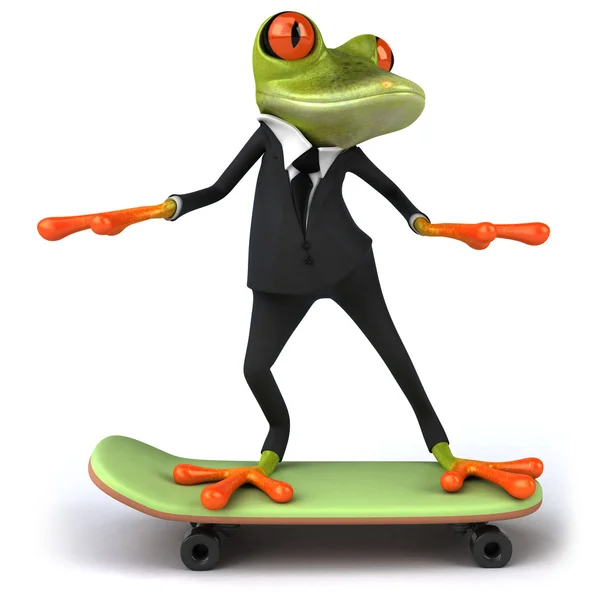 Frosch auf dem Skateboard — Stockfoto