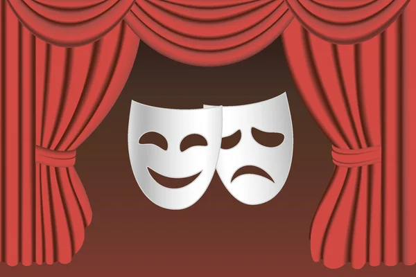 Театральные маски и занавес — стоковый вектор