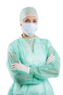 Young nurse posing with mask clipart