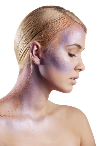 Polvere creativa make up ragazza — Foto Stock