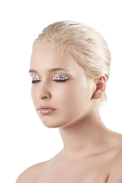 Bolond meisje make-up met gem steen — Stockfoto