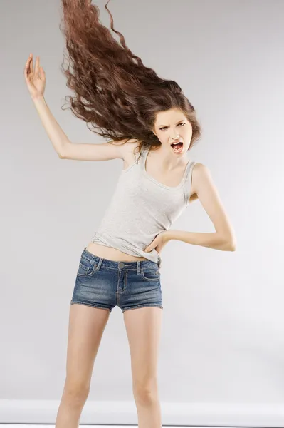 Křičí dívka móda — Stock fotografie