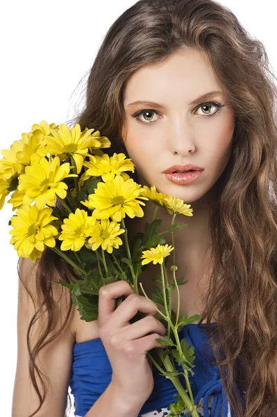 Çiçek ile genç kız — Stok fotoğraf