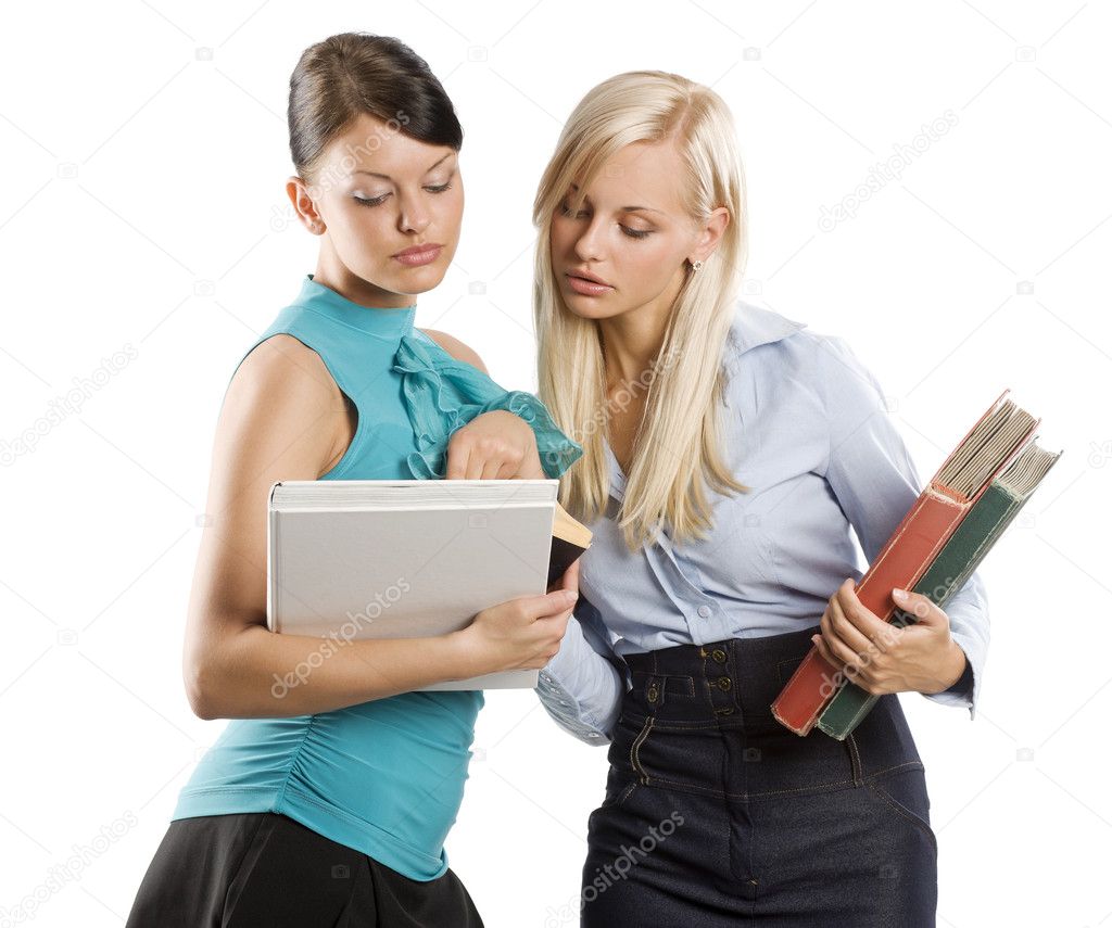 Girls student reading