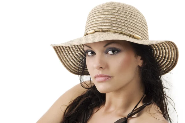 Morena com chapéu — Fotografia de Stock