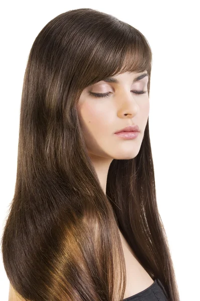 Bruna con capelli lisci — Foto Stock