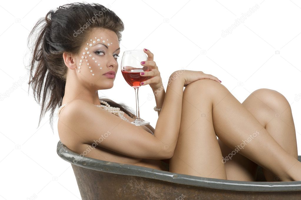 Girl with red wine
