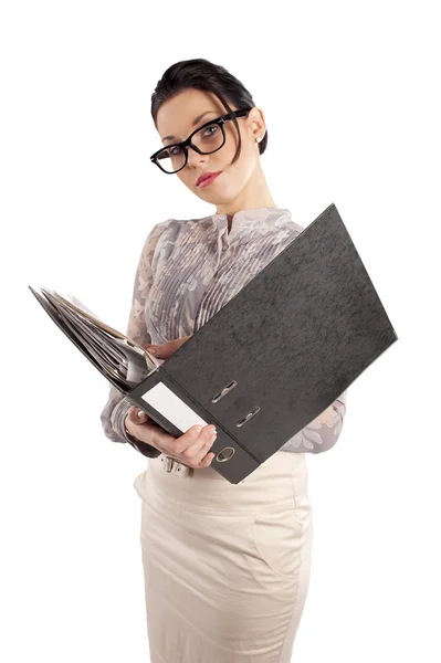 Die Sekretärin mit Brille — Stockfoto