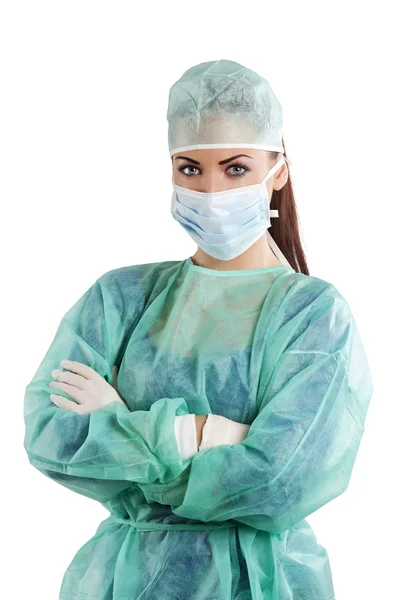 Assistante chirurgicale avec masque — Photo