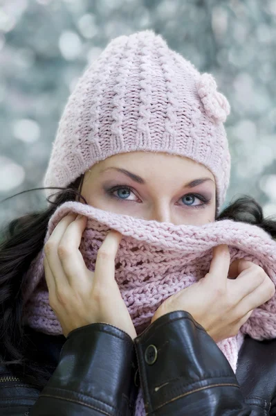 Behind the scarf — Stock Photo, Image