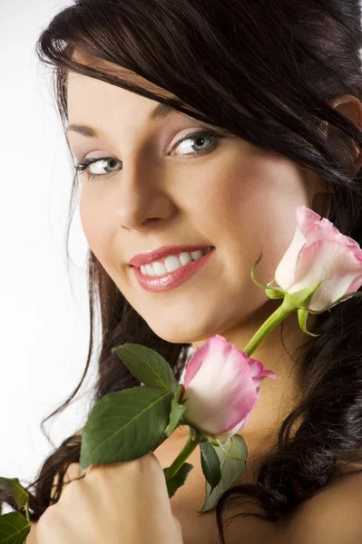 Portrait with rose — Stock Photo, Image