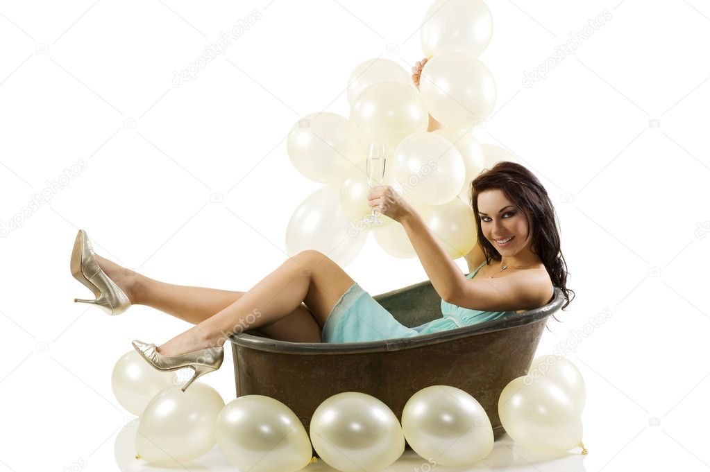 Ballons and old fashion bath