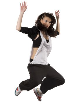 Girl hip hop dancer jumping clipart