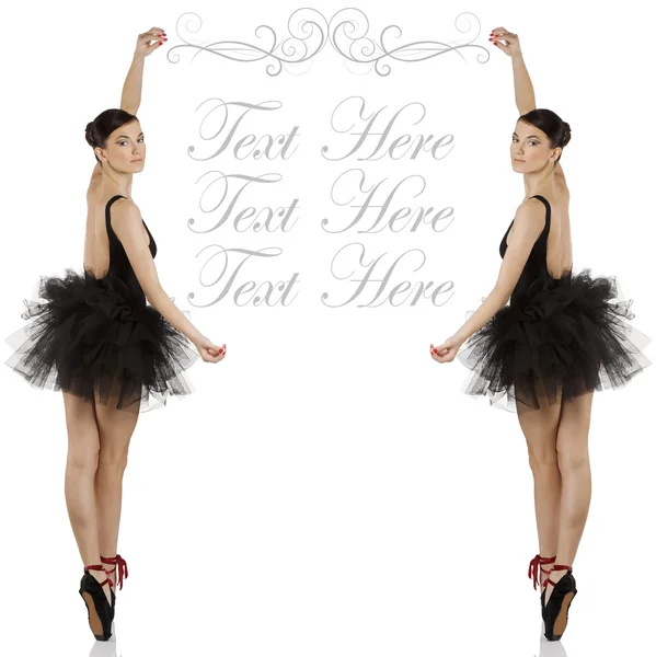 Балерина в черном с копирайтом — стоковое фото