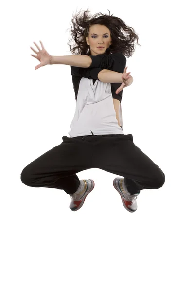 ジャンプ ポーズの女の子のヒップホップのダンサー — ストック写真