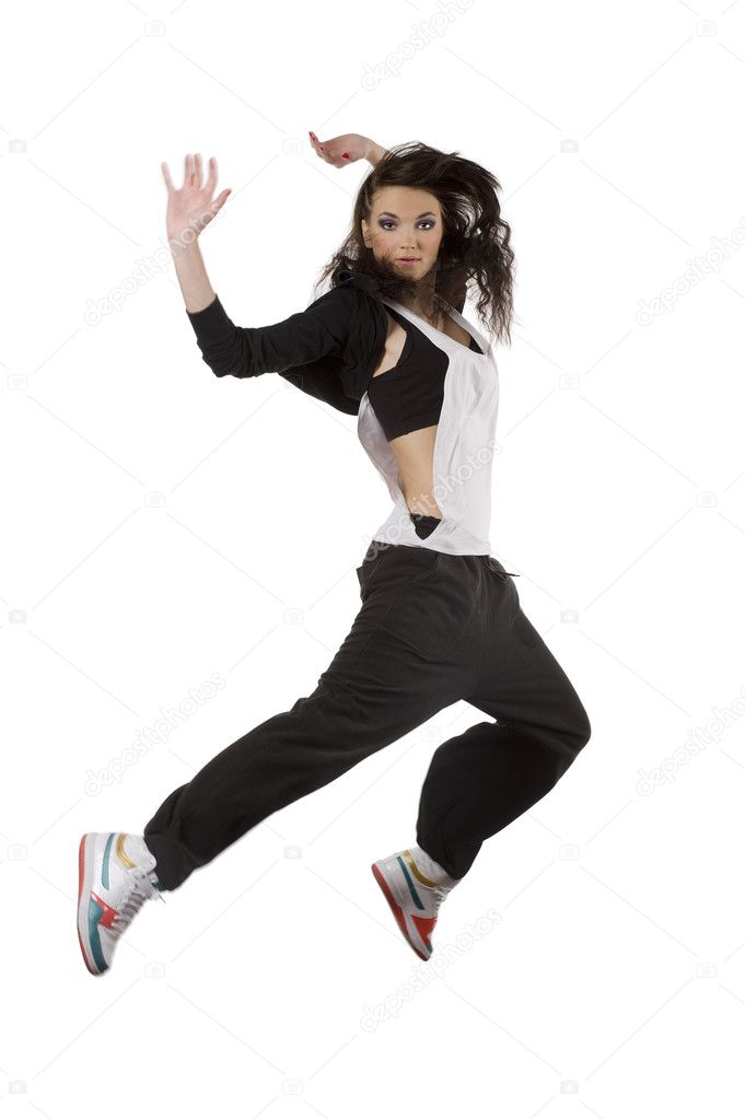 saltando il ballerino hip-hop ragazza — Foto Stock ...