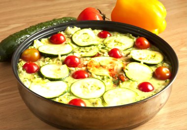 Vegetable casserole in a pan clipart