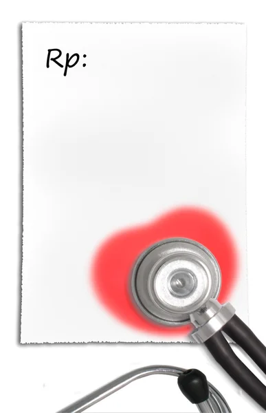 Blank prescription pad and phonendoscope — Stock Photo, Image