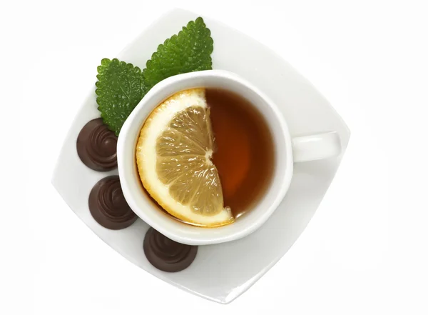 Kopp te med choklad — Stockfoto