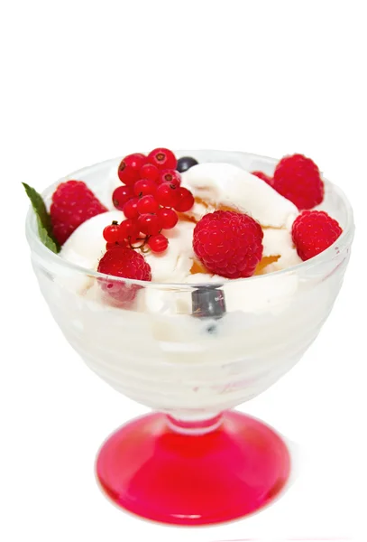 Zmrzlina s ovocem nad bílá — Stock fotografie