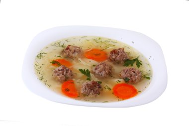 Soup with meatballs clipart