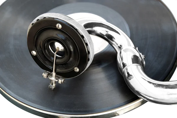 stock image Antique old player (gramophone) isolated on a white background