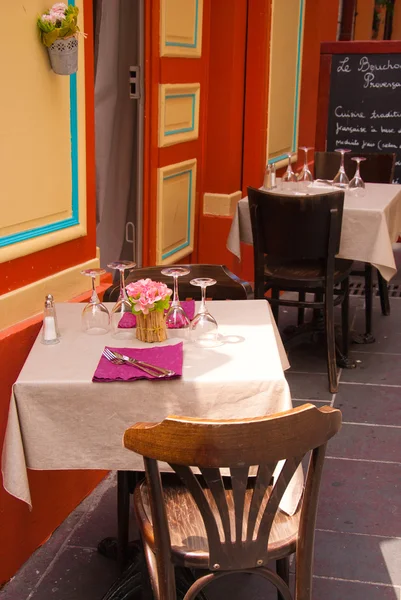 Small restaurant table in France — Stock Photo, Image