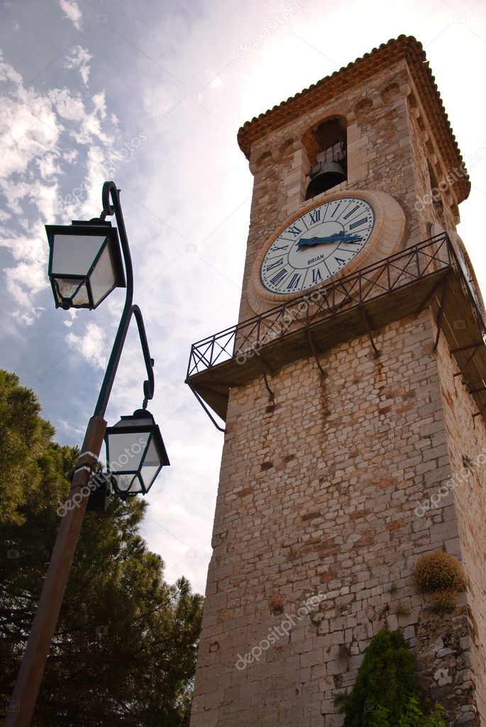 Clock tower in Church Notre-Dame de Esperance in Cannes