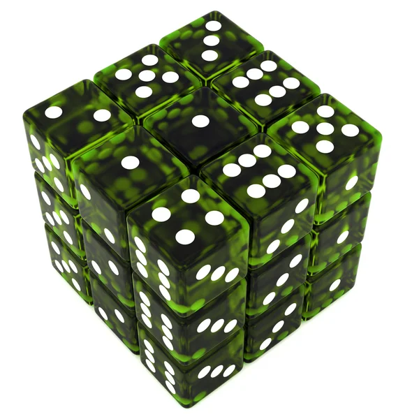 Groene dobbelstenen kubus — Stockfoto