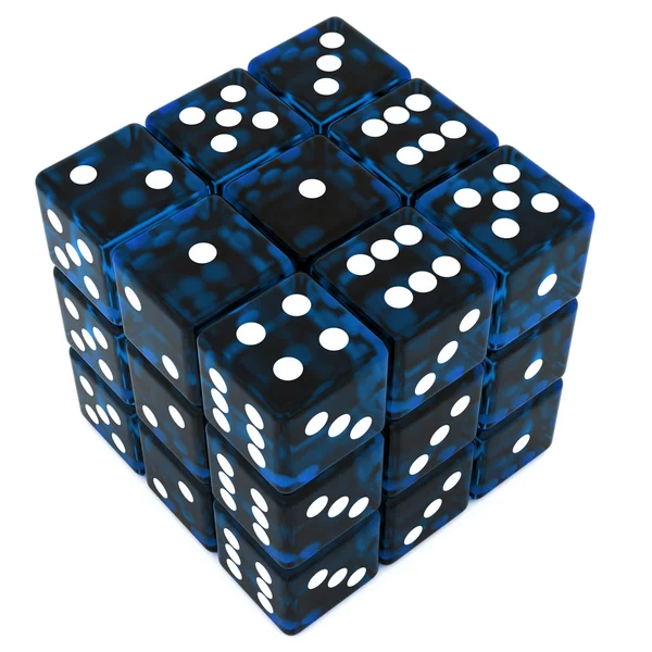 Blauwe dobbelstenen kubus — Stockfoto