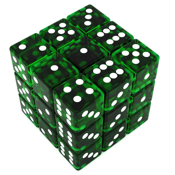 Куб зелёных кубиков — стоковое фото