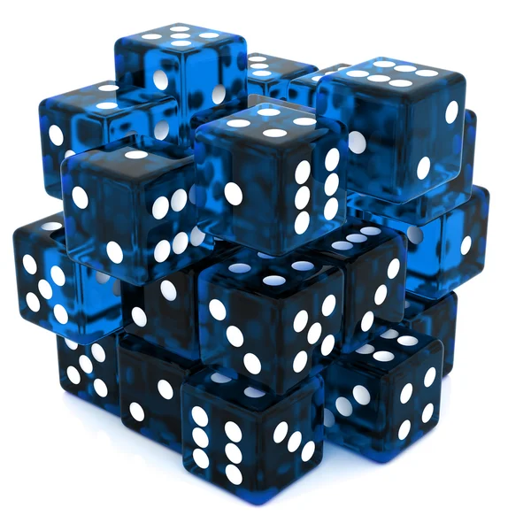 Blue Dice cube — Stock Photo, Image