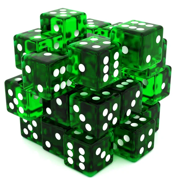 Grön tärningarna kub — Stockfoto