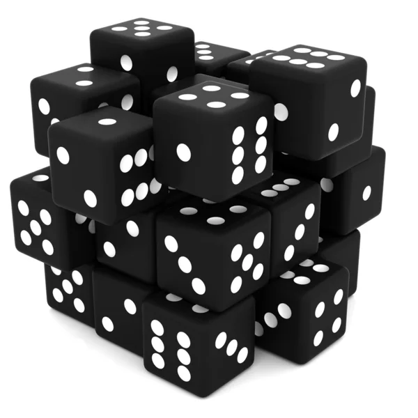 Zwarte dobbelstenen kubus — Stockfoto