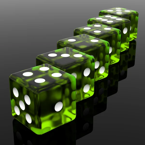 Line of Green Dice — Stock Photo, Image