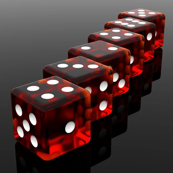 Line of Red Dice — Stock Photo, Image