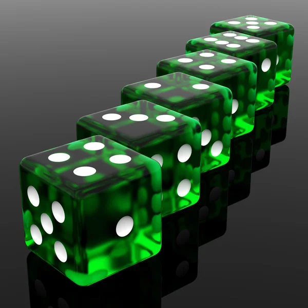 Line of Green Dice — Stock Photo, Image