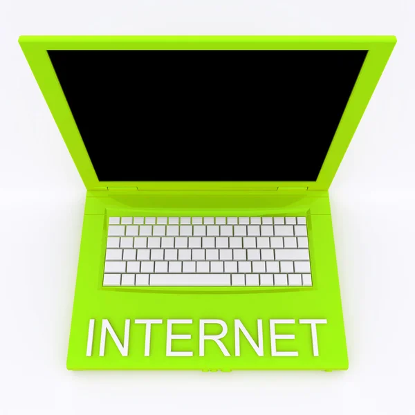 Computer portatile con parola internet su di esso — Foto Stock