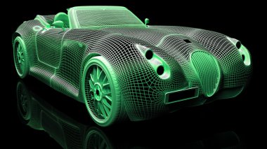 Car design, wire model clipart