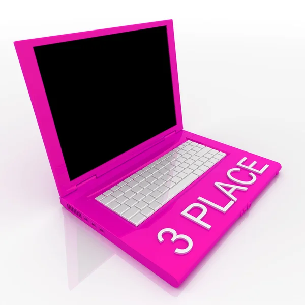 Ноутбук компьютер со словом 3 место на нем — стоковое фото